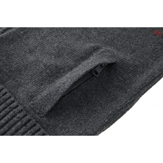 モンクレール 2026FW スタンドカラー 刺繍ロゴ ジップアップ ニットジャケット グレー メンズ レディース