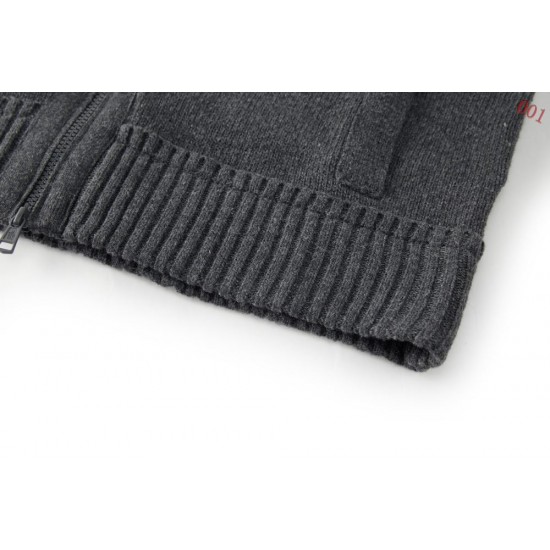 モンクレール 2026FW スタンドカラー 刺繍ロゴ ジップアップ ニットジャケット グレー メンズ レディース