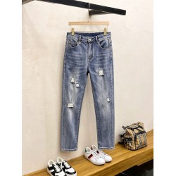 プラダ メンズ デニムパンツ ジーンズ ダメージ加工 岡山デニム ブルー メンズ レディース