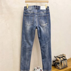 プラダ メンズ デニムパンツ ジーンズ ダメージ加工 岡山デニム ブルー メンズ レディース