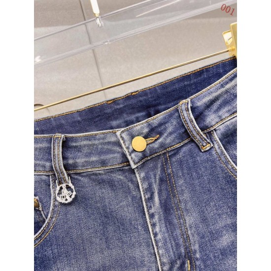 プラダ メンズ デニムパンツ ジーンズ ダメージ加工 岡山デニム ブルー メンズ レディース