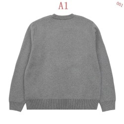 プラダ 色染めレタリングロゴ クルーネック ニットセーター グレー メンズ レディース