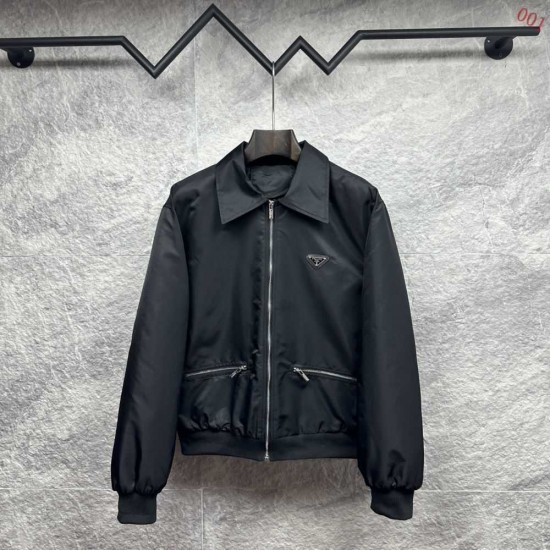 プラダ トライアングルロゴ 襟付き パデッドジャケット 黒 M L XL XXL メンズ レディース