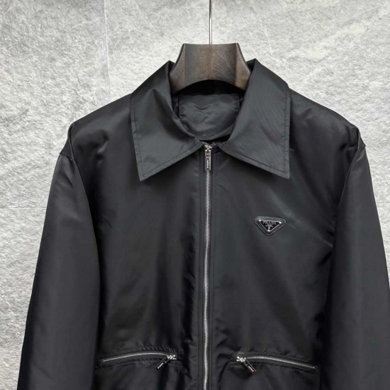プラダ トライアングルロゴ 襟付き パデッドジャケット 黒 M L XL XXL メンズ レディース