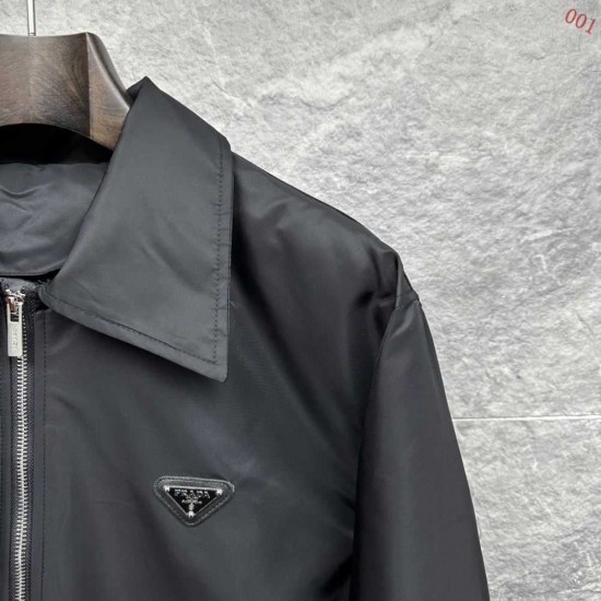 プラダ トライアングルロゴ 襟付き パデッドジャケット 黒 M L XL XXL メンズ レディース