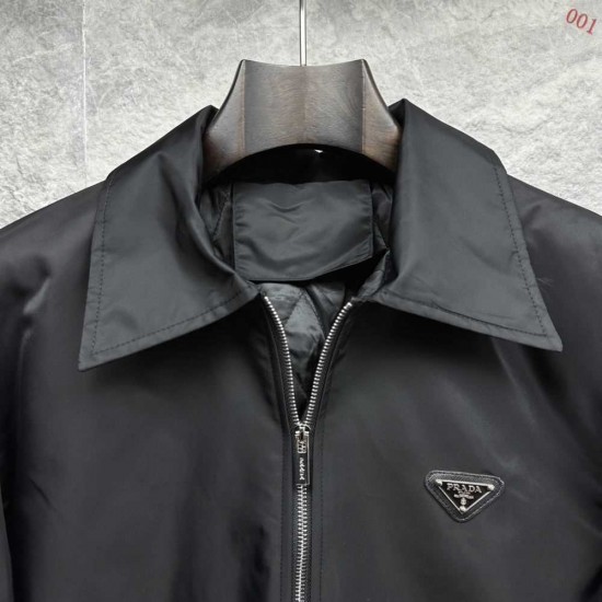 プラダ トライアングルロゴ 襟付き パデッドジャケット 黒 M L XL XXL メンズ レディース