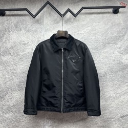 プラダ トライアングルロゴ 襟付き パデッドジャケット 黒 M L XL 2XL 3XL メンズ レディース