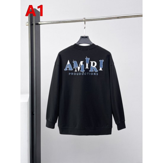 AMIRI アミリ 2026FW ランウェイ走秀款 モノグラム刺繍 クルーネック スウェットシャツ トレーナー 2色展開 男女兼用