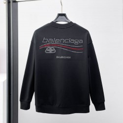 BALENCIAGA バレンシアガ 2026FW ランウェイ走秀款 BBロゴ ウェーブ刺繍 クルーネック スウェットシャツ 2色展開 男女兼用
