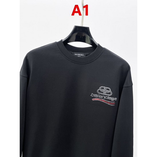 BALENCIAGA バレンシアガ 2026FW ランウェイ走秀款 BBロゴ ウェーブ刺繍 クルーネック スウェットシャツ 2色展開 男女兼用
