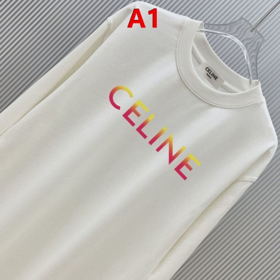 CELINE セリーヌ グラデーションロゴ クルーネック ロングTシャツ スウェット 2色展開 男女兼用