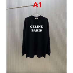 CELINE セリーヌ PARIS ロゴプリント クルーネック ロングTシャツ スウェット 2色展開 男女兼用