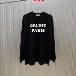CELINE セリーヌ PARIS ロゴプリント クルーネック ロングTシャツ スウェット 2色展開 男女兼用
