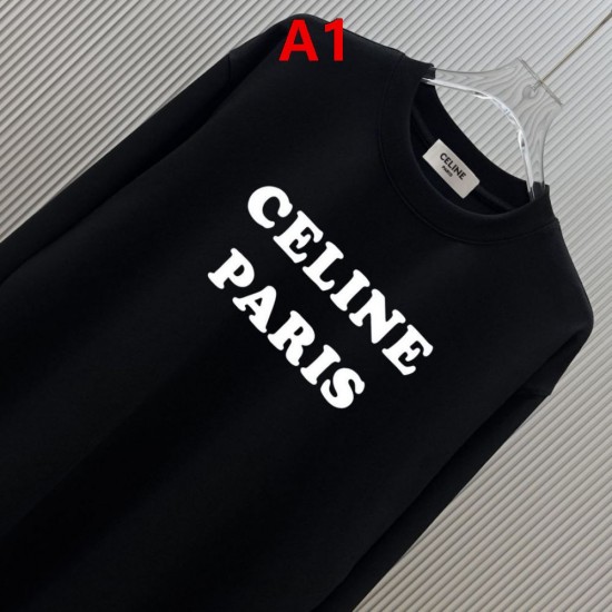 CELINE セリーヌ PARIS ロゴプリント クルーネック ロングTシャツ スウェット 2色展開 男女兼用