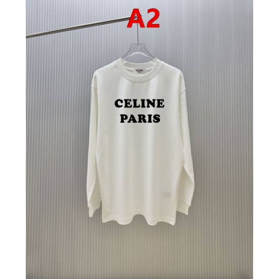 CELINE セリーヌ PARIS ロゴプリント クルーネック ロングTシャツ スウェット 2色展開 男女兼用