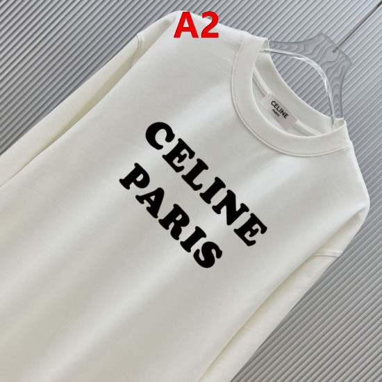 CELINE セリーヌ PARIS ロゴプリント クルーネック ロングTシャツ スウェット 2色展開 男女兼用