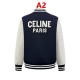 CELINE セリーヌ 25399-C30 トリオンフ ロゴ刺繍 スタジャン ブルゾン ネイビー レディース 男女兼用