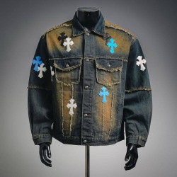 CHROME HEARTS クロムハーツ 都市限定 リメイク デニムジャケット Gジャン レザーパッチ 925シルバー 501ベース