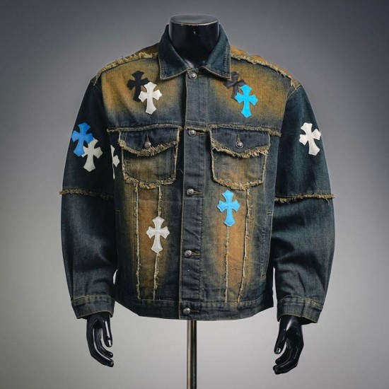 CHROME HEARTS クロムハーツ 都市限定 リメイク デニムジャケット Gジャン レザーパッチ 925シルバー 501ベース