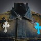 CHROME HEARTS クロムハーツ 都市限定 リメイク デニムジャケット Gジャン レザーパッチ 925シルバー 501ベース