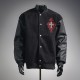 CHROME HEARTS クロムハーツ 2026FW 重工クロス刺繍 メルトンウール 切替 スタジャン ブルゾン 男女兼用