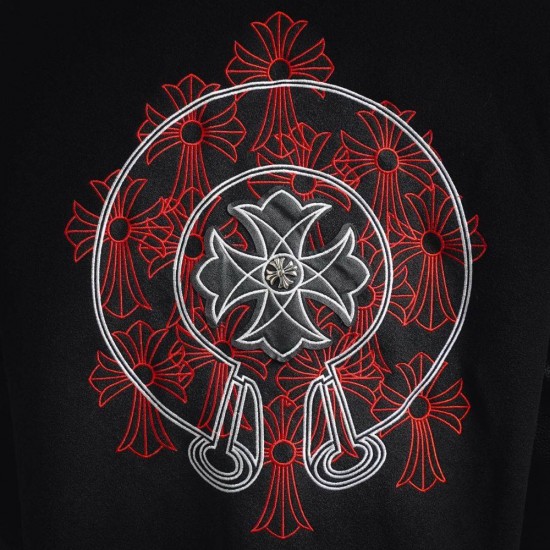 CHROME HEARTS クロムハーツ 2026FW 重工クロス刺繍 メルトンウール 切替 スタジャン ブルゾン 男女兼用