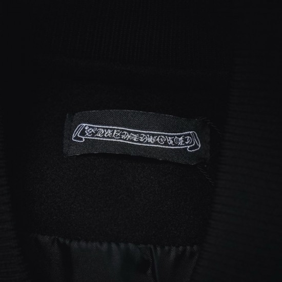 CHROME HEARTS クロムハーツ 2026FW 重工クロス刺繍 メルトンウール 切替 スタジャン ブルゾン 男女兼用