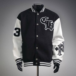 CHROME HEARTS クロムハーツ 2026FW イーグル ロゴ刺繍 袖レザー 切替 スタジャン ブルゾン 男女兼用