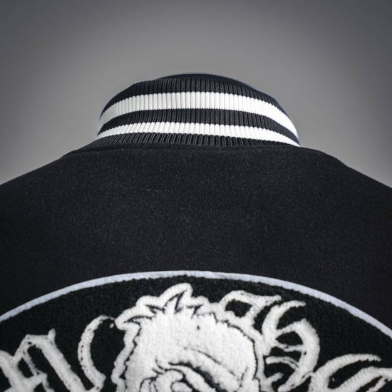 CHROME HEARTS クロムハーツ 2026FW イーグル ロゴ刺繍 袖レザー 切替 スタジャン ブルゾン 男女兼用