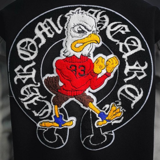 CHROME HEARTS クロムハーツ 2026FW イーグル ロゴ刺繍 袖レザー 切替 スタジャン ブルゾン 男女兼用