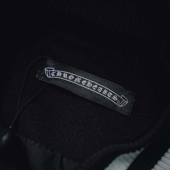 CHROME HEARTS クロムハーツ 2026FW ホースシュー フローラルクロス刺繍 袖レザー 切替 スタジャン 男女兼用
