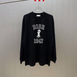 DIOR ディオール 1947 ロゴプリント 雕刻アート クルーネック ロングTシャツ スウェット 2色展開 男女兼用