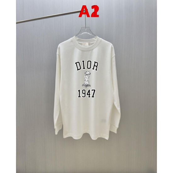 DIOR ディオール 1947 ロゴプリント 雕刻アート クルーネック ロングTシャツ スウェット 2色展開 男女兼用