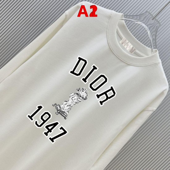 DIOR ディオール 1947 ロゴプリント 雕刻アート クルーネック ロングTシャツ スウェット 2色展開 男女兼用