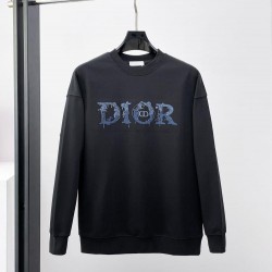 DIOR ディオール 2026FW ランウェイ走秀款 デニム風ロゴ刺繍 クルーネック スウェットシャツ トレーナー 2色展開 男女兼用