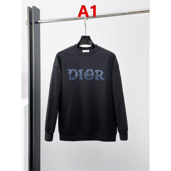 DIOR ディオール 2026FW ランウェイ走秀款 デニム風ロゴ刺繍 クルーネック スウェットシャツ トレーナー 2色展開 男女兼用
