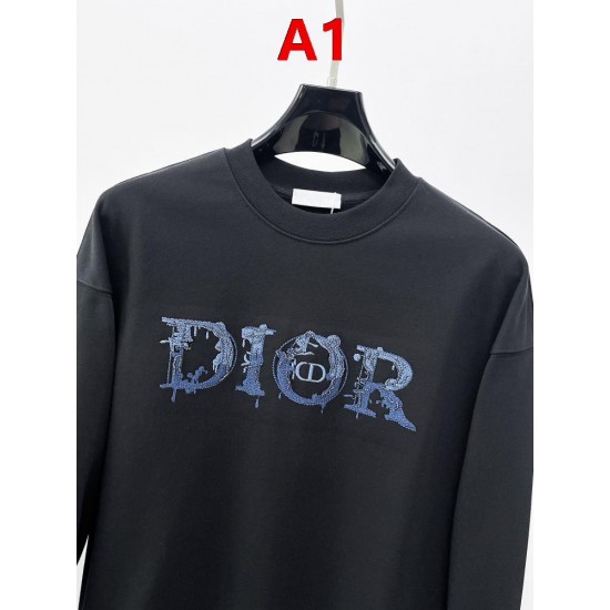 DIOR ディオール 2026FW ランウェイ走秀款 デニム風ロゴ刺繍 クルーネック スウェットシャツ トレーナー 2色展開 男女兼用