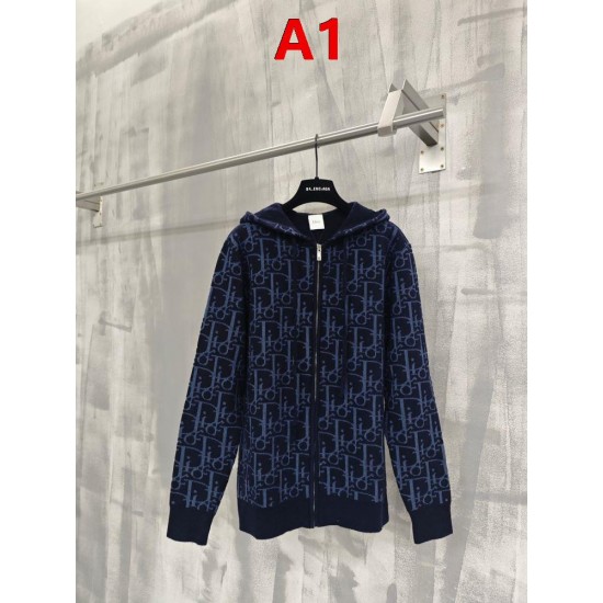 DIOR ディオール 26SS Oblique オブリーク 総柄ジャカード ニットジップアップパーカー フーディー 2色展開 男女兼用
