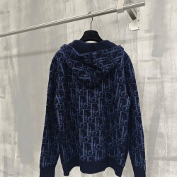 DIOR ディオール 26SS Oblique オブリーク 総柄ジャカード ニットジップアップパーカー フーディー 2色展開 男女兼用
