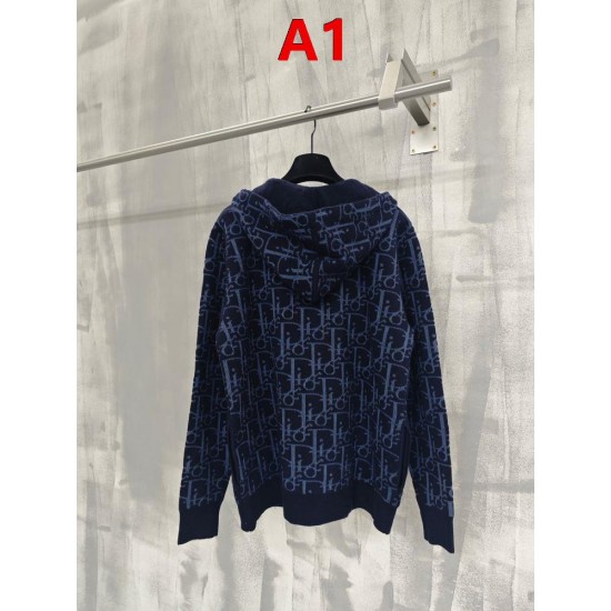 DIOR ディオール 26SS Oblique オブリーク 総柄ジャカード ニットジップアップパーカー フーディー 2色展開 男女兼用