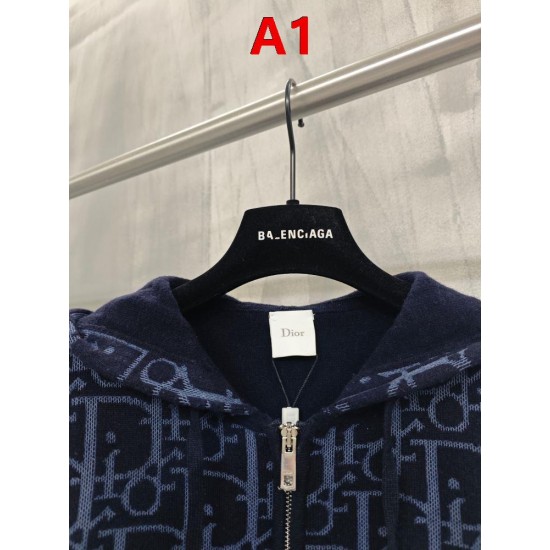 DIOR ディオール 26SS Oblique オブリーク 総柄ジャカード ニットジップアップパーカー フーディー 2色展開 男女兼用