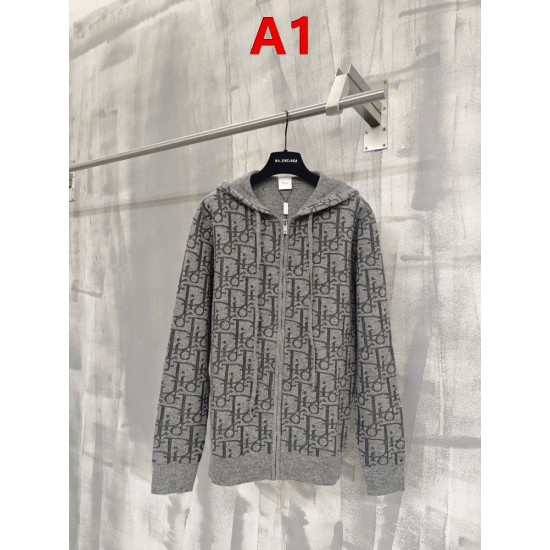 DIOR ディオール 26SS Oblique オブリーク 総柄ジャカード ニットジップアップパーカー フーディー 2色展開 男女兼用