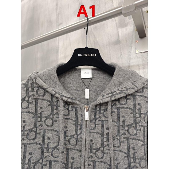 DIOR ディオール 26SS Oblique オブリーク 総柄ジャカード ニットジップアップパーカー フーディー 2色展開 男女兼用