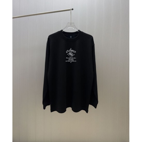 GIVENCHY ジバンシィ シグネチャー ロゴプリント クルーネック ロングTシャツ スウェット ブラック 男女兼用