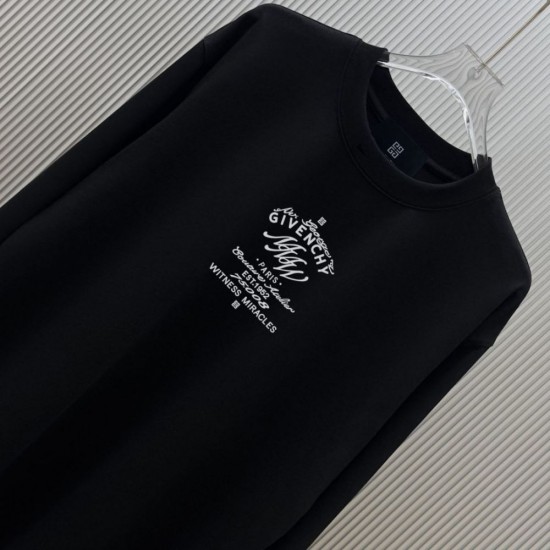 GIVENCHY ジバンシィ シグネチャー ロゴプリント クルーネック ロングTシャツ スウェット ブラック 男女兼用