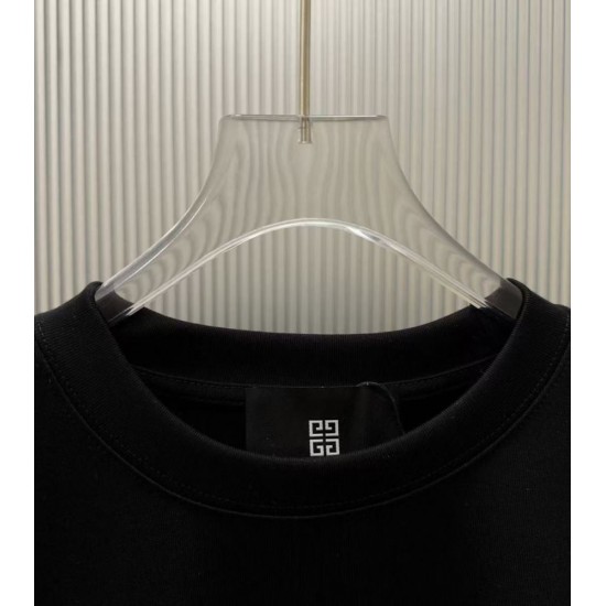 GIVENCHY ジバンシィ シグネチャー ロゴプリント クルーネック ロングTシャツ スウェット ブラック 男女兼用