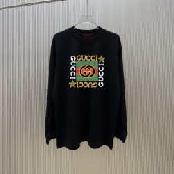 GUCCI グッチ インターロッキングG スター スクエアロゴプリント クルーネック ロングTシャツ スウェット 2色展開 男女兼用