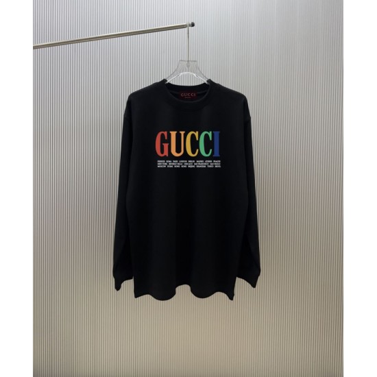 GUCCI グッチ レインボーロゴ ワールドシティプリント クルーネック ロングTシャツ スウェット 2色展開 男女兼用
