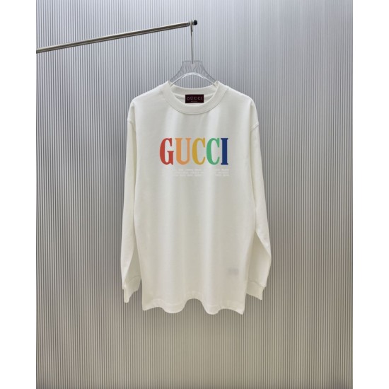 GUCCI グッチ レインボーロゴ ワールドシティプリント クルーネック ロングTシャツ スウェット 2色展開 男女兼用