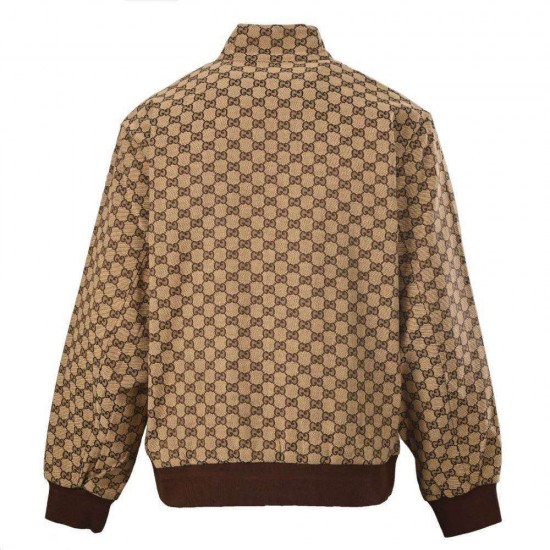 GUCCI グッチ GG総柄ジャカード スタンドカラー ジップアップジャケット ブルゾン ベージュ ブラウン メンズ